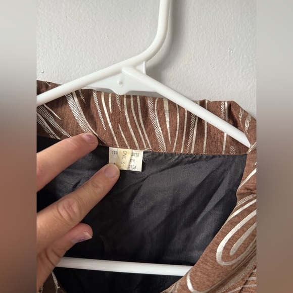 VTG Bomber Jacket Zip Up Brown Silver Swirl Pattern Hippie Boho Jacket Size M OS - Picture 5 of 11